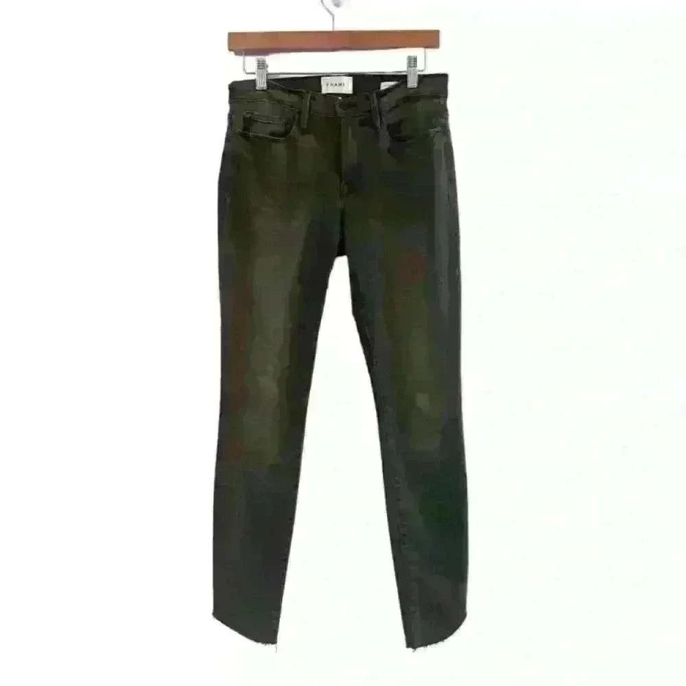 Frame Le Skinny de Jeanne Raw Hem Ankle Women Jeans in Black Grey Kinder Size 27 - Picture 7 of 10